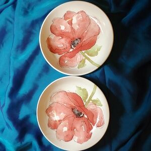 NWOT Royal Stafford UK Red Poppy Shallow Bowls